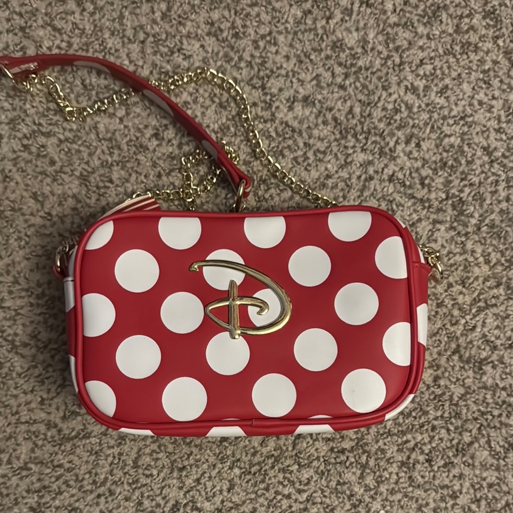 Red and White Polka Dot Minnie Crossbody loungefly